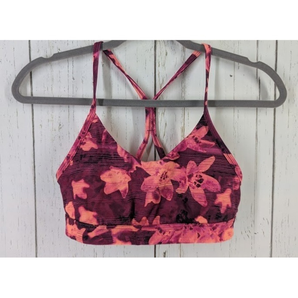 Old Navy Active Size Small Go Dry‎ Pink Orange Floral Sports Bra